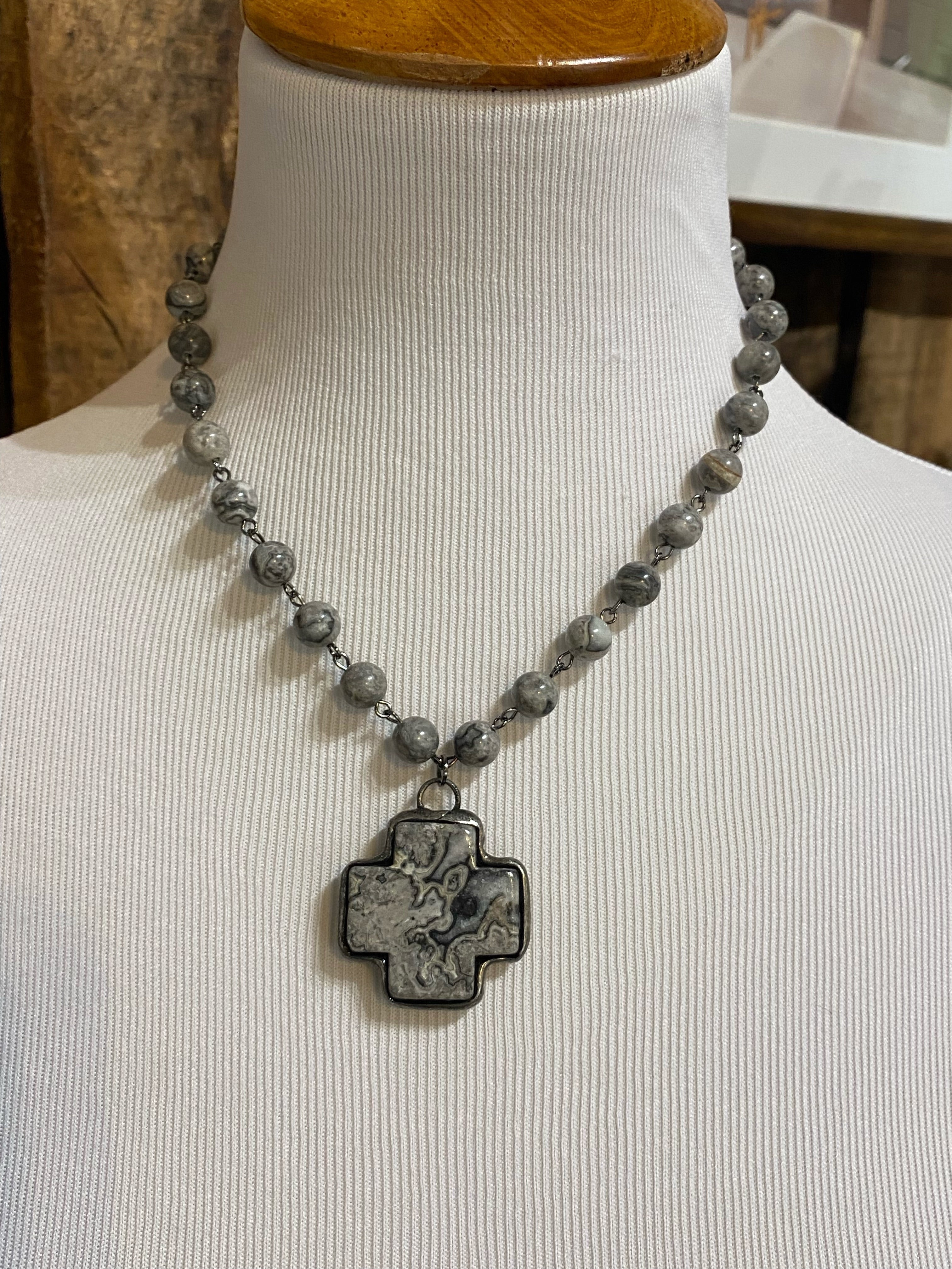 Gray Stone Necklace