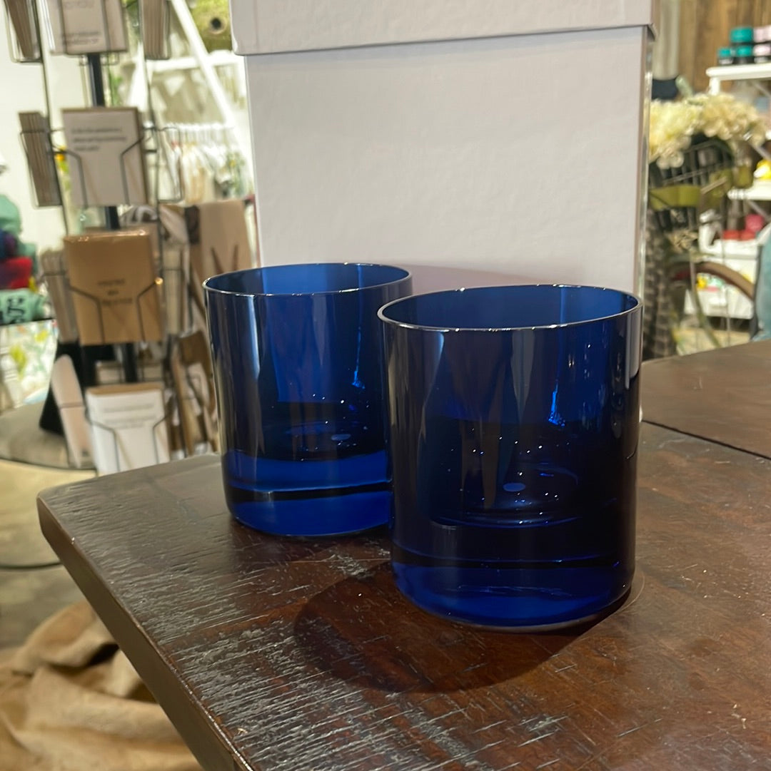Estelle Rocks Glass Midnight Blue Pair