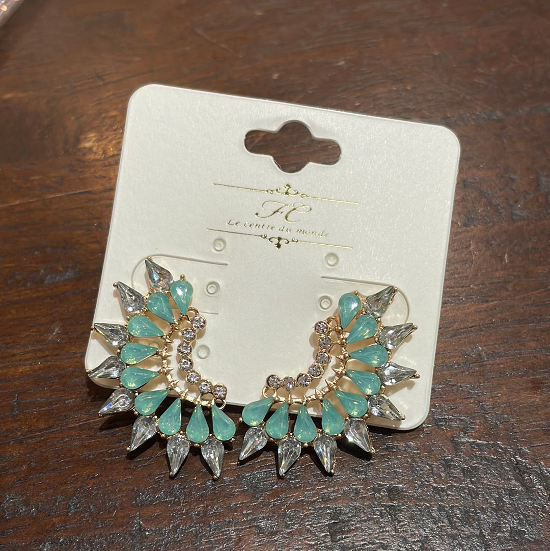 Mint Stone Wing Earrings