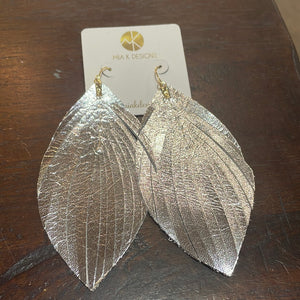 Large Silver Feather Earrings