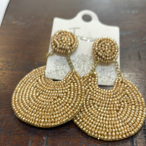 Gold Disk Link Beaded Earrings