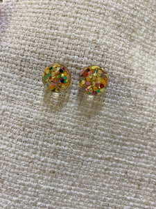 Glitter Yellow Ball Earring