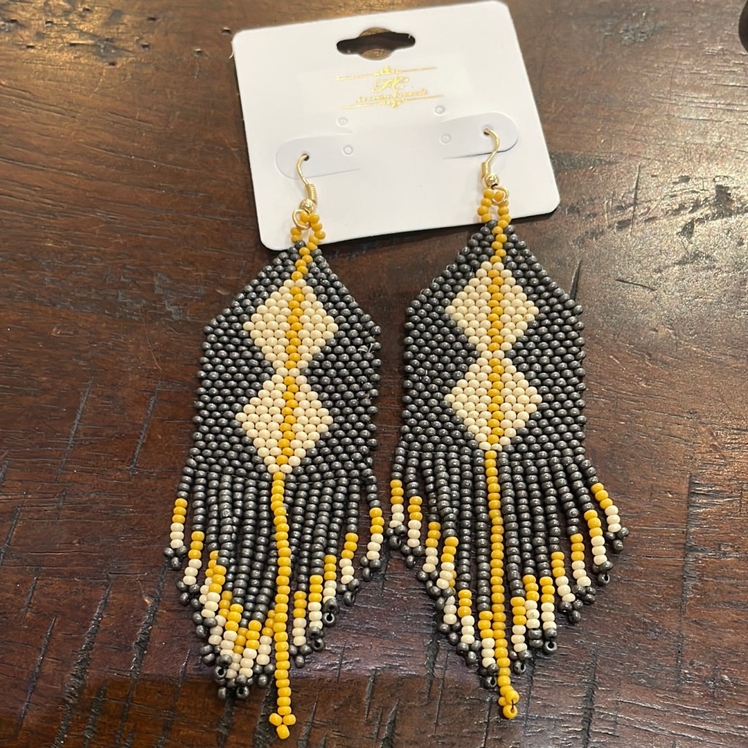 Dark Gray Fringe Earrings
