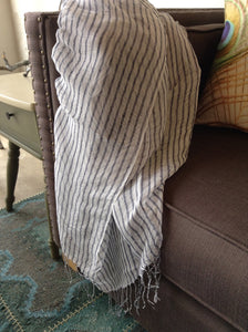 Striped design shawl-navy
