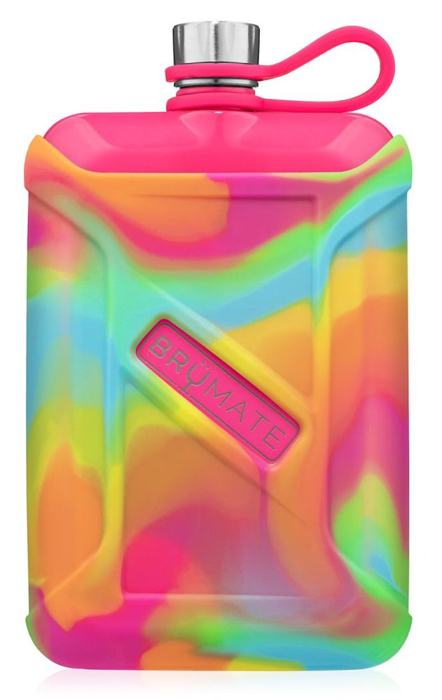 BRÜMATE LIQUOR CANTEEN 8OZ | TIE-DYE SWIRL (NEON PINK)
