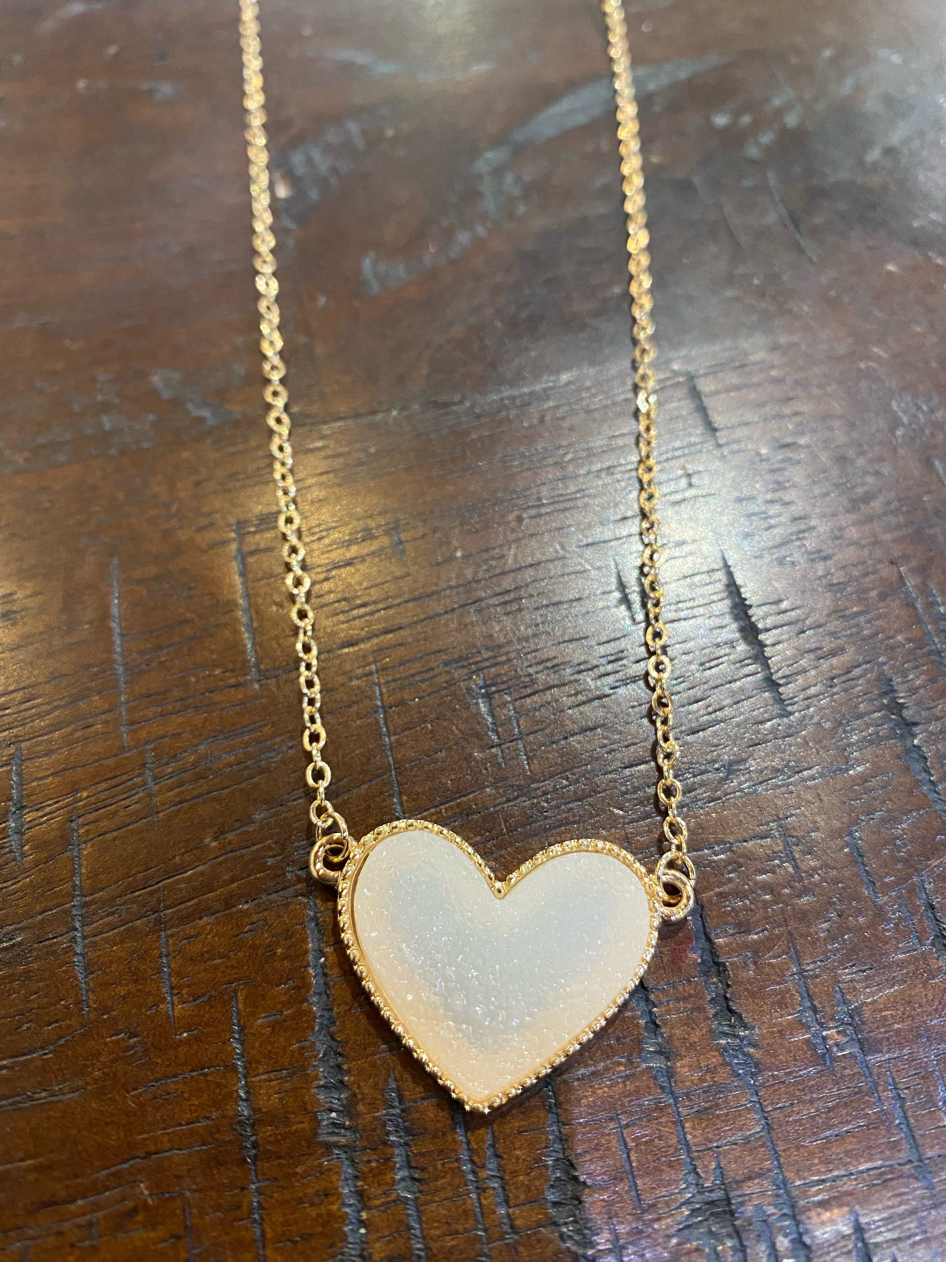 Druzy Heart Necklace Sycamore Grove Design Co