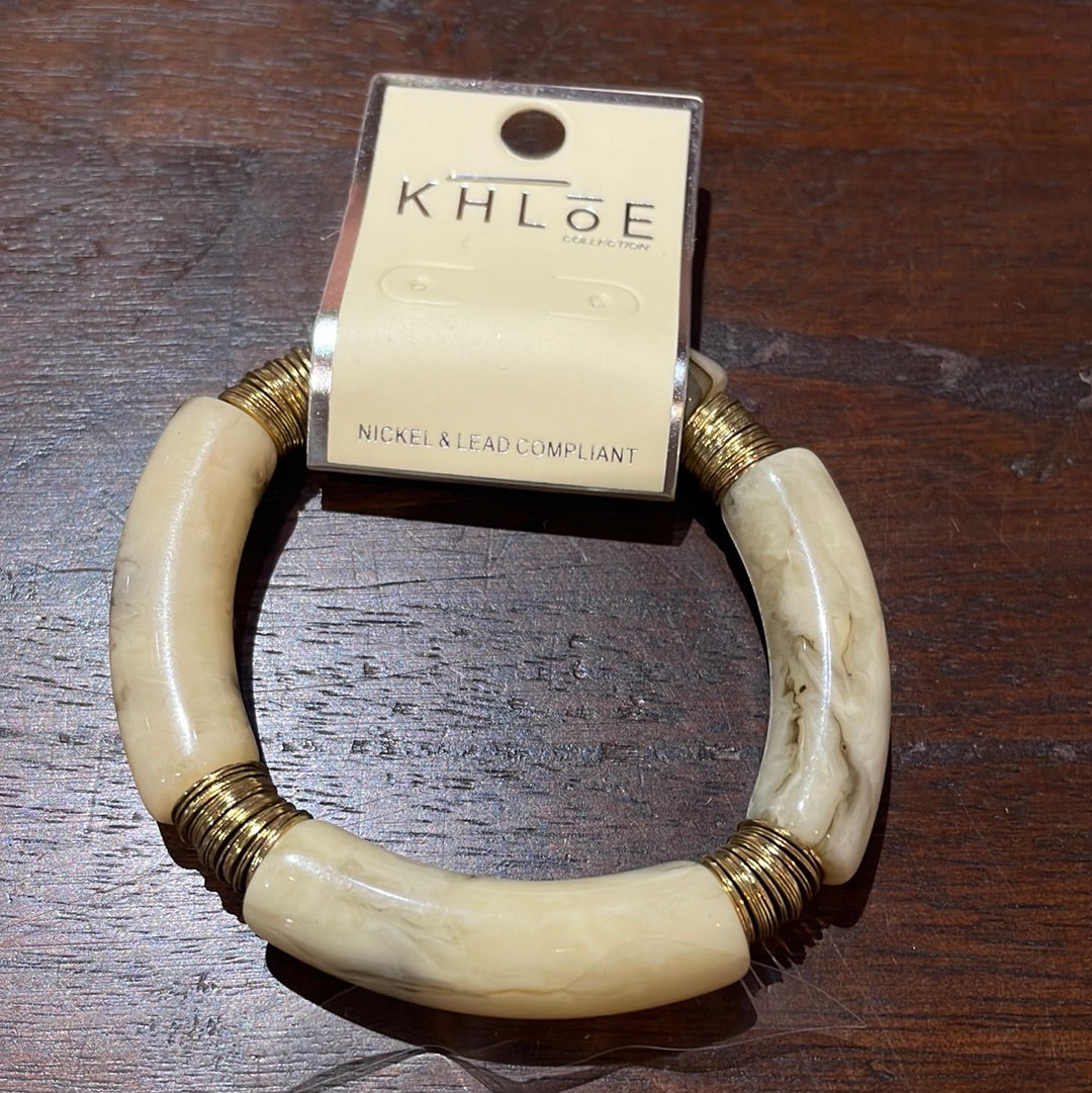 Ivory Tube and Gold Circle Bracelet