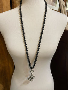 Long Lava Bead Necklace