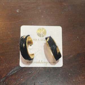 Leather and Gold Hoop Earrings