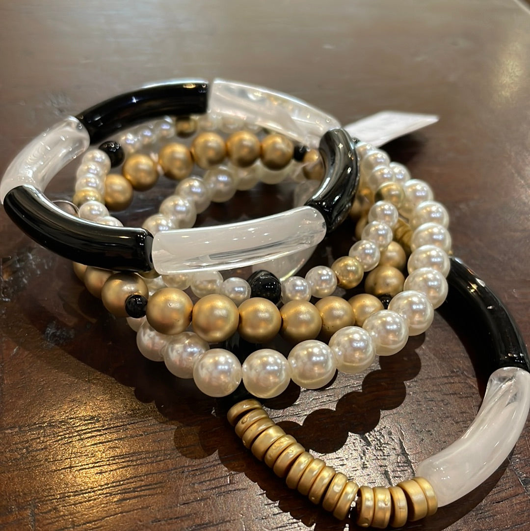 Resin Bar and Multi Bead Bracelet (set of 5)