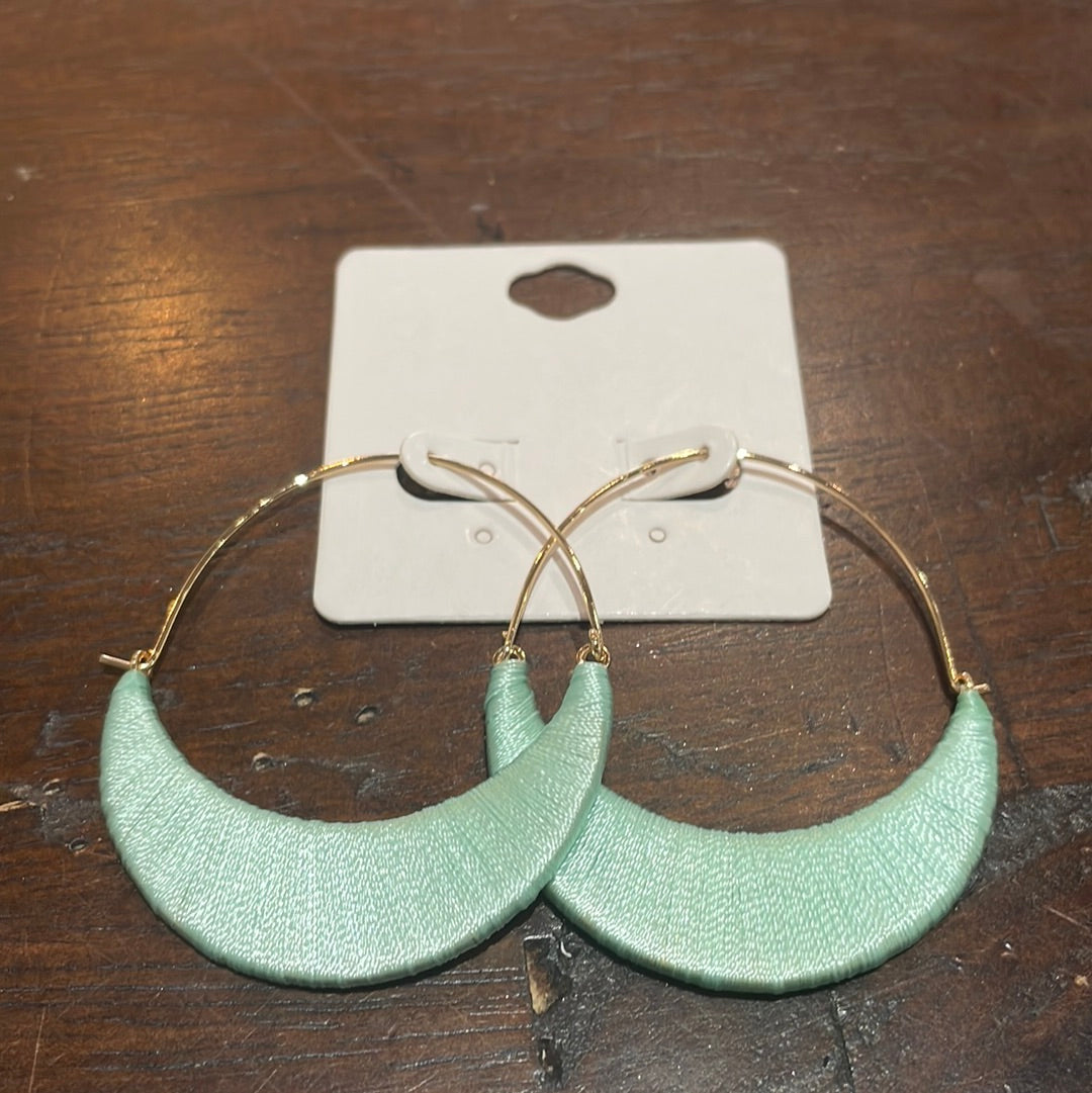 Mint Threaded Hoop Earrings