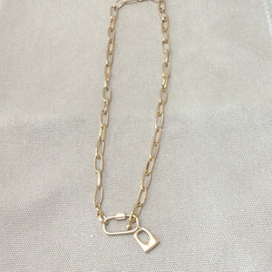 Gold Lock Charm Necklace