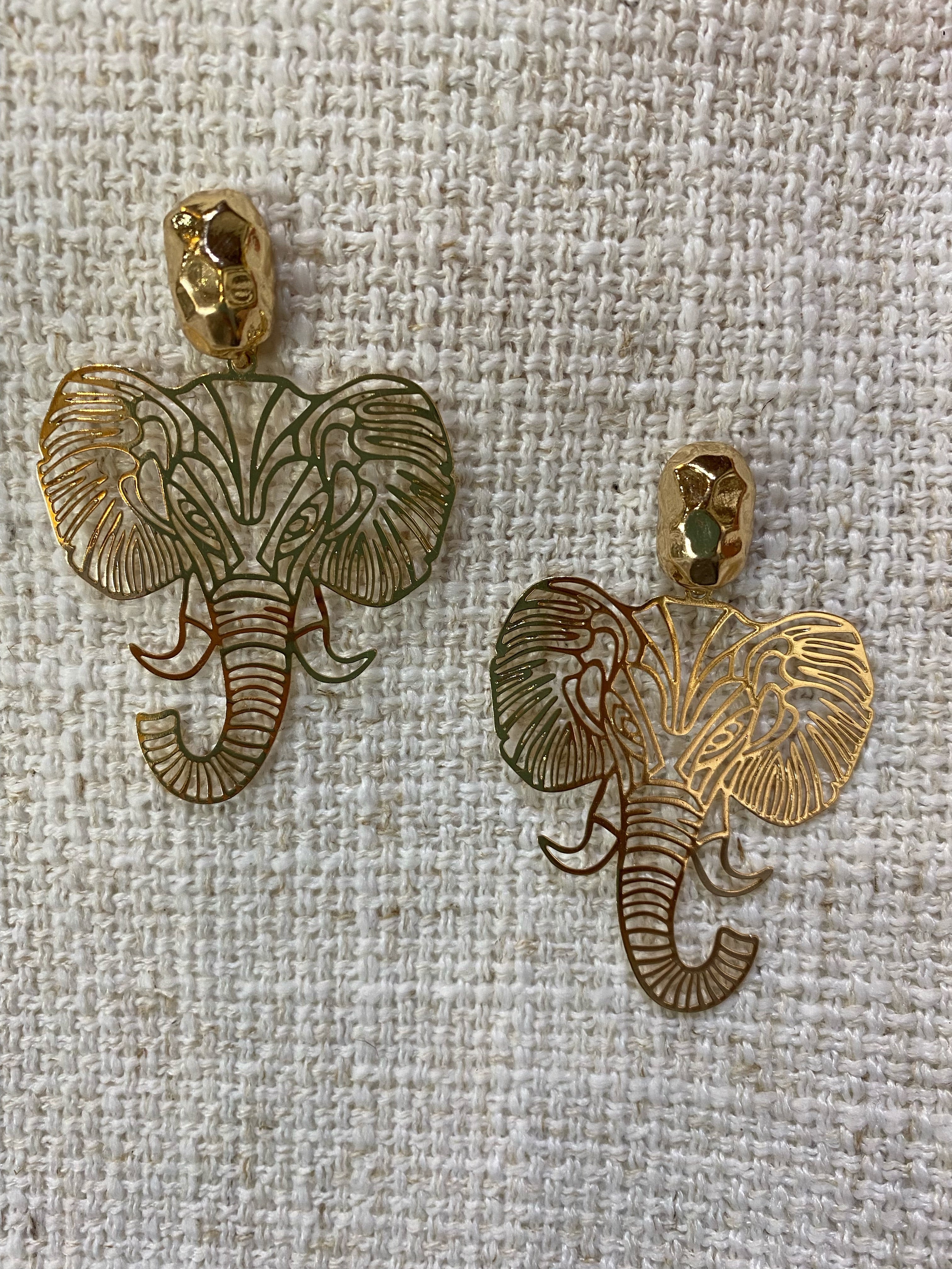 Gold Elephant Earring