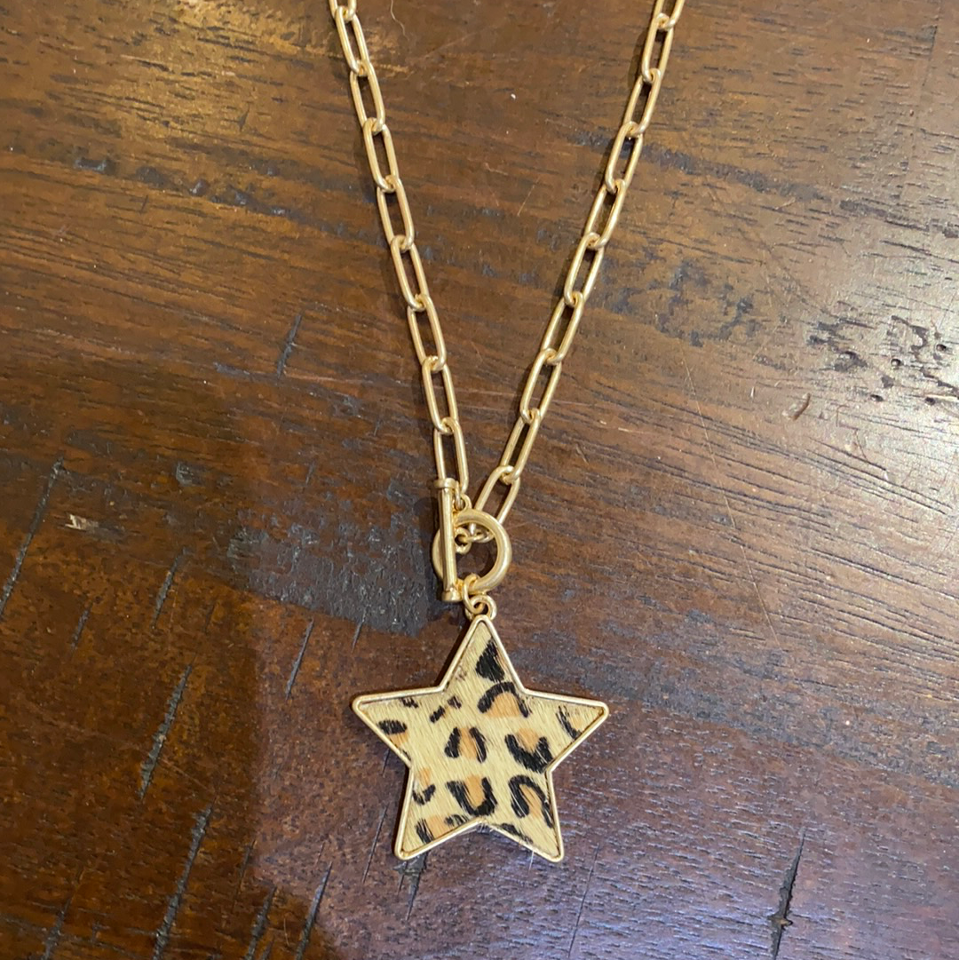 Star Fur Leopard Necklace-Brown