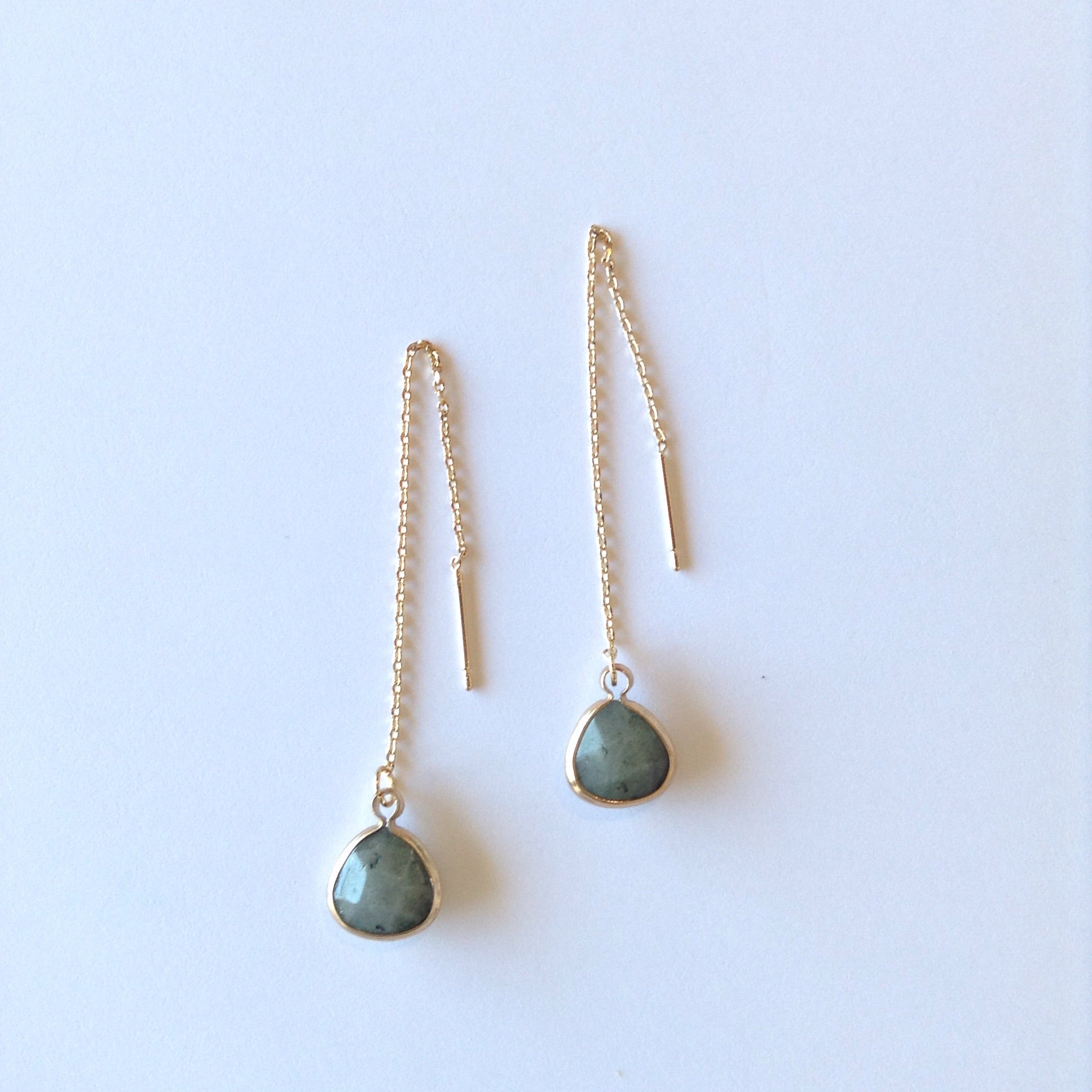 Chain Earring with Gray Stone