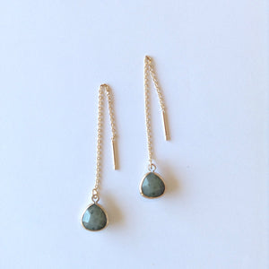 Chain Earring with Gray Stone