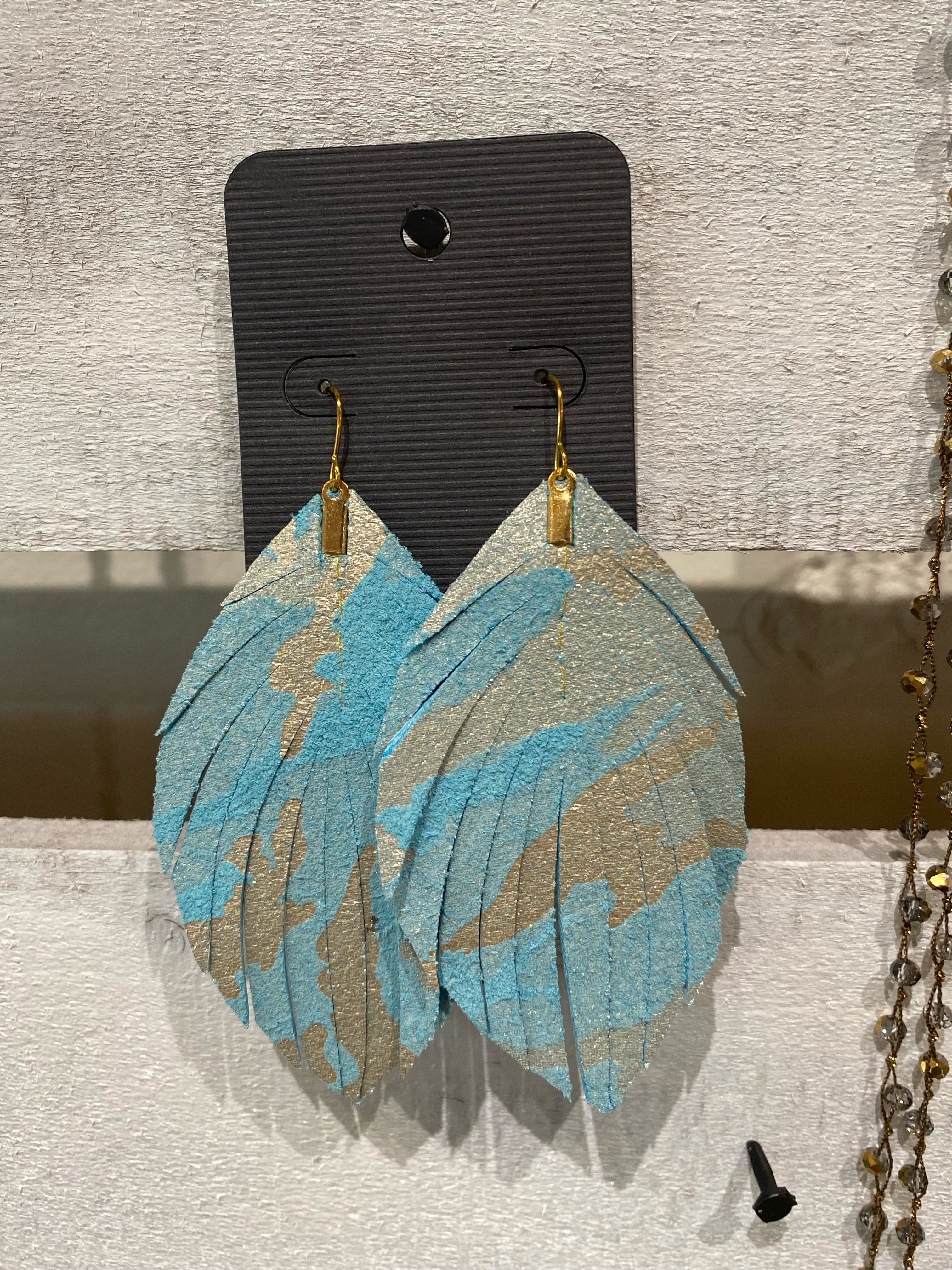 Small Blue and Gold Feather