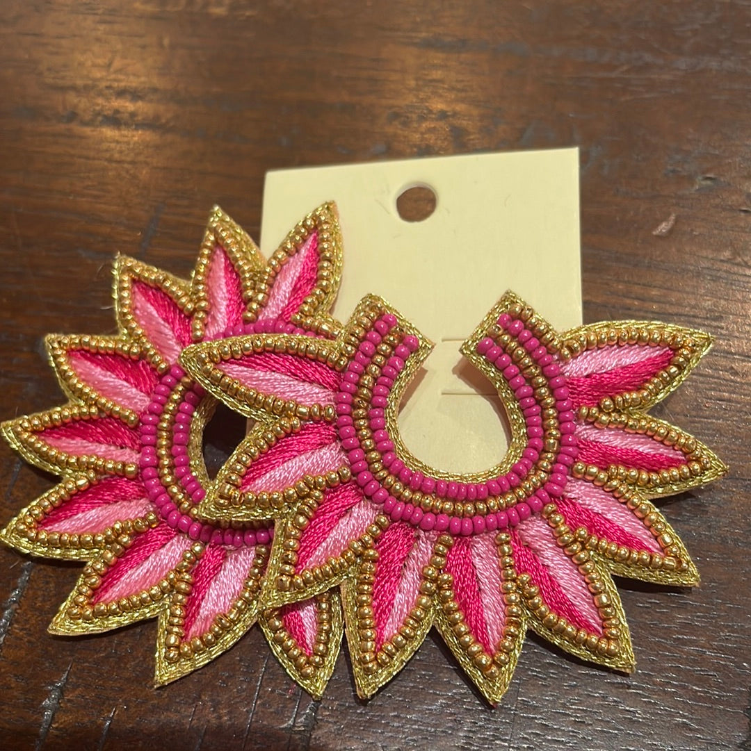 Pink Sunburst Earrings
