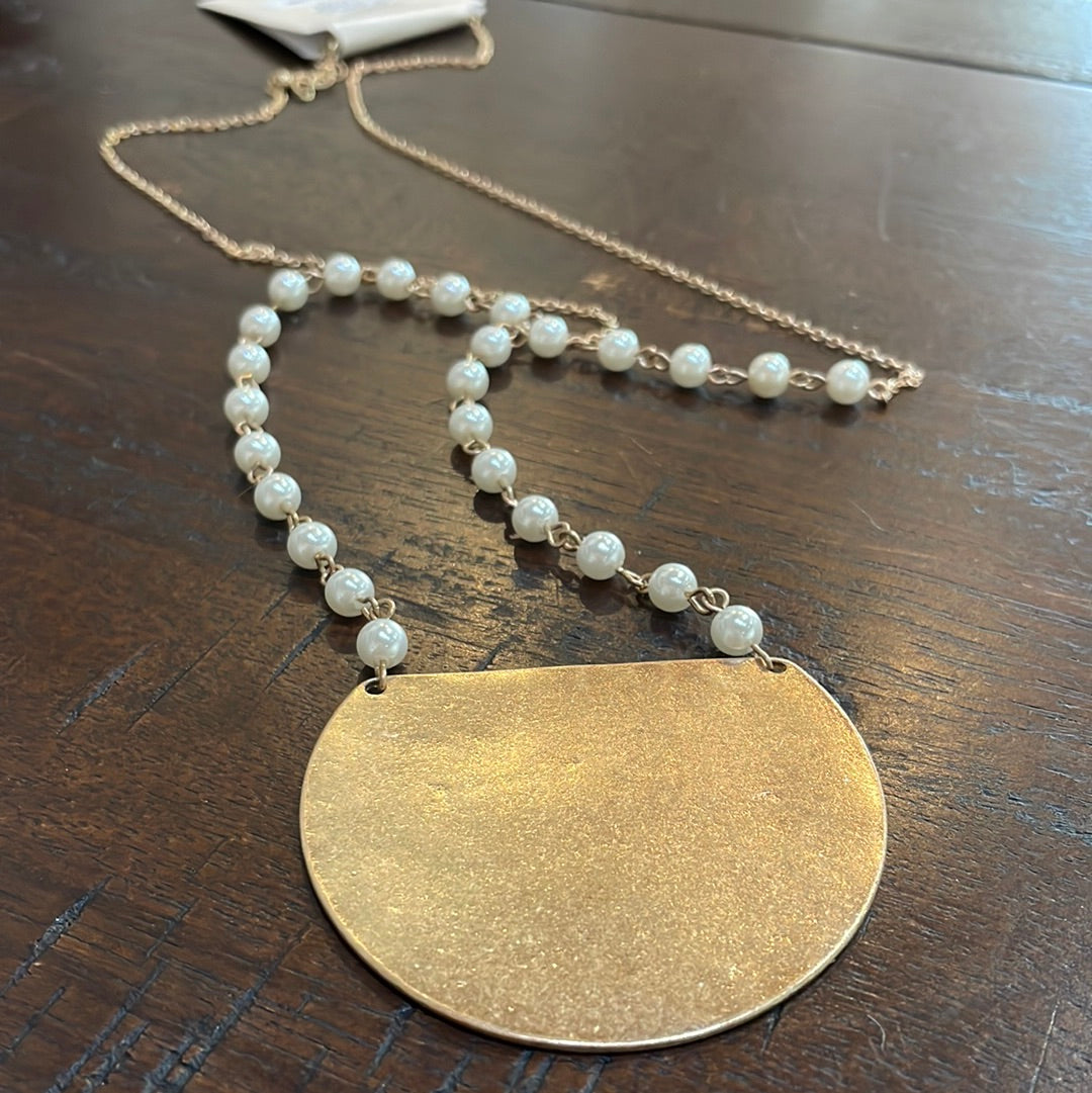 Pear and Metal Plate Necklace