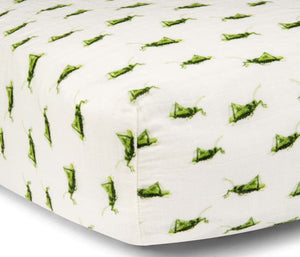 Milkbarn Grasshopper Organic Cotton Muslin Fitted Crib Sheet