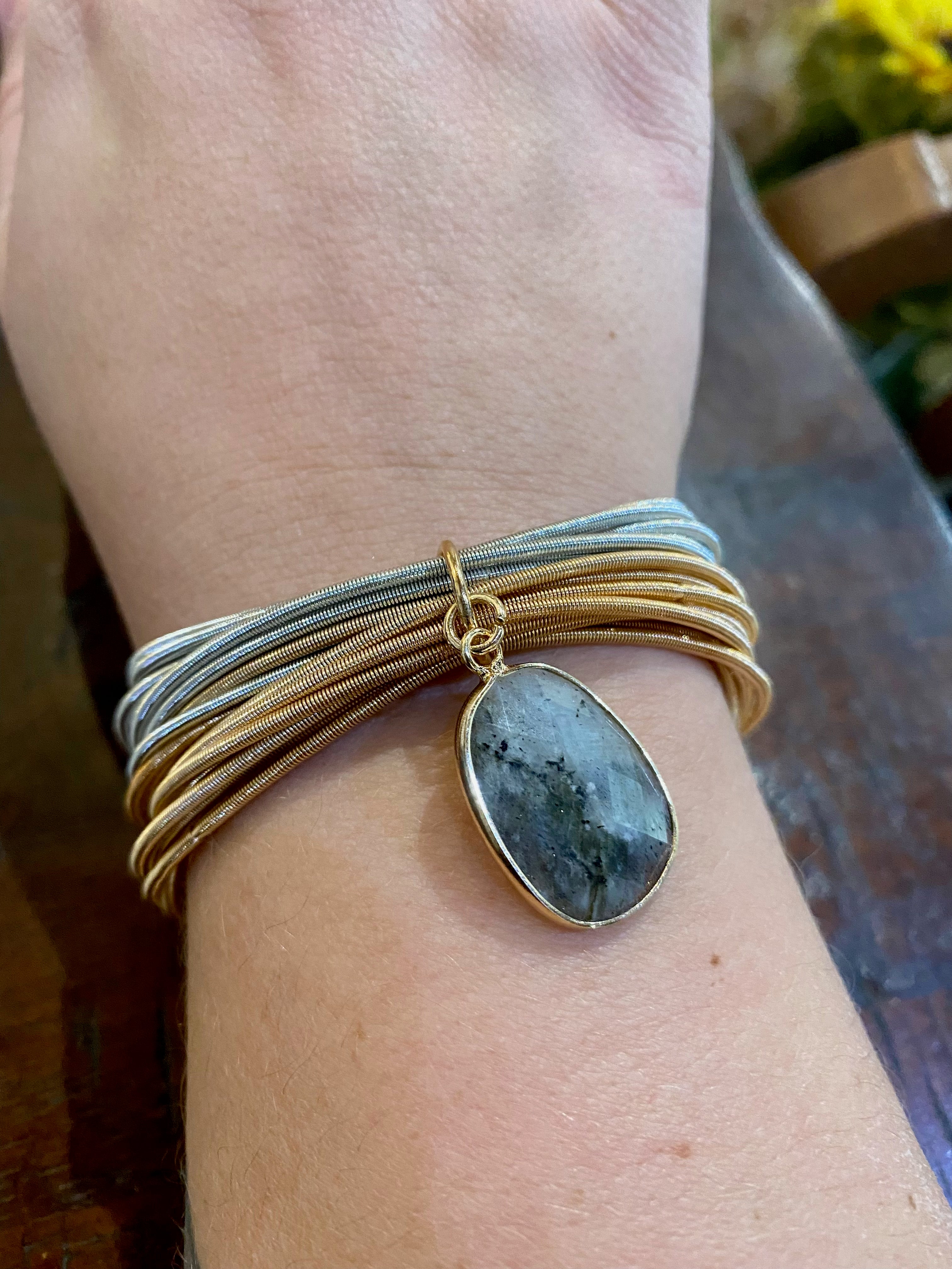 Stone and Wire Spring Bracelet