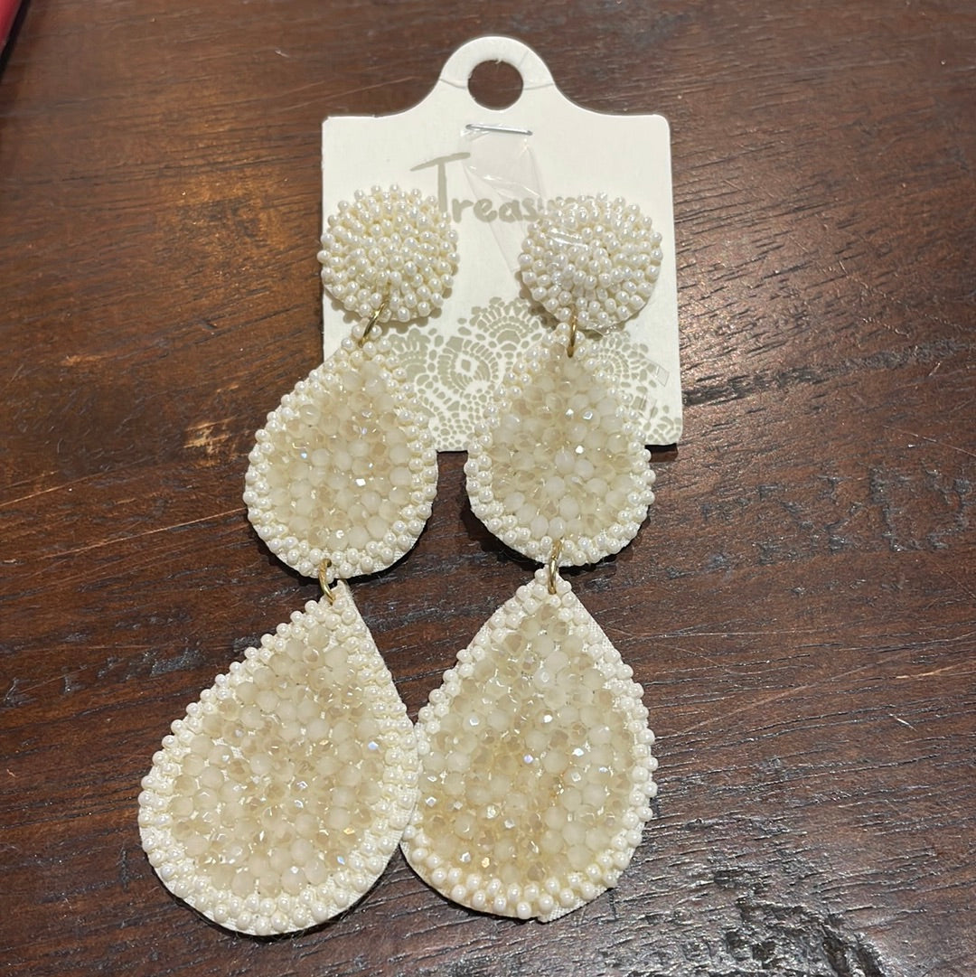 Ivory Bead Teardrop Earrings