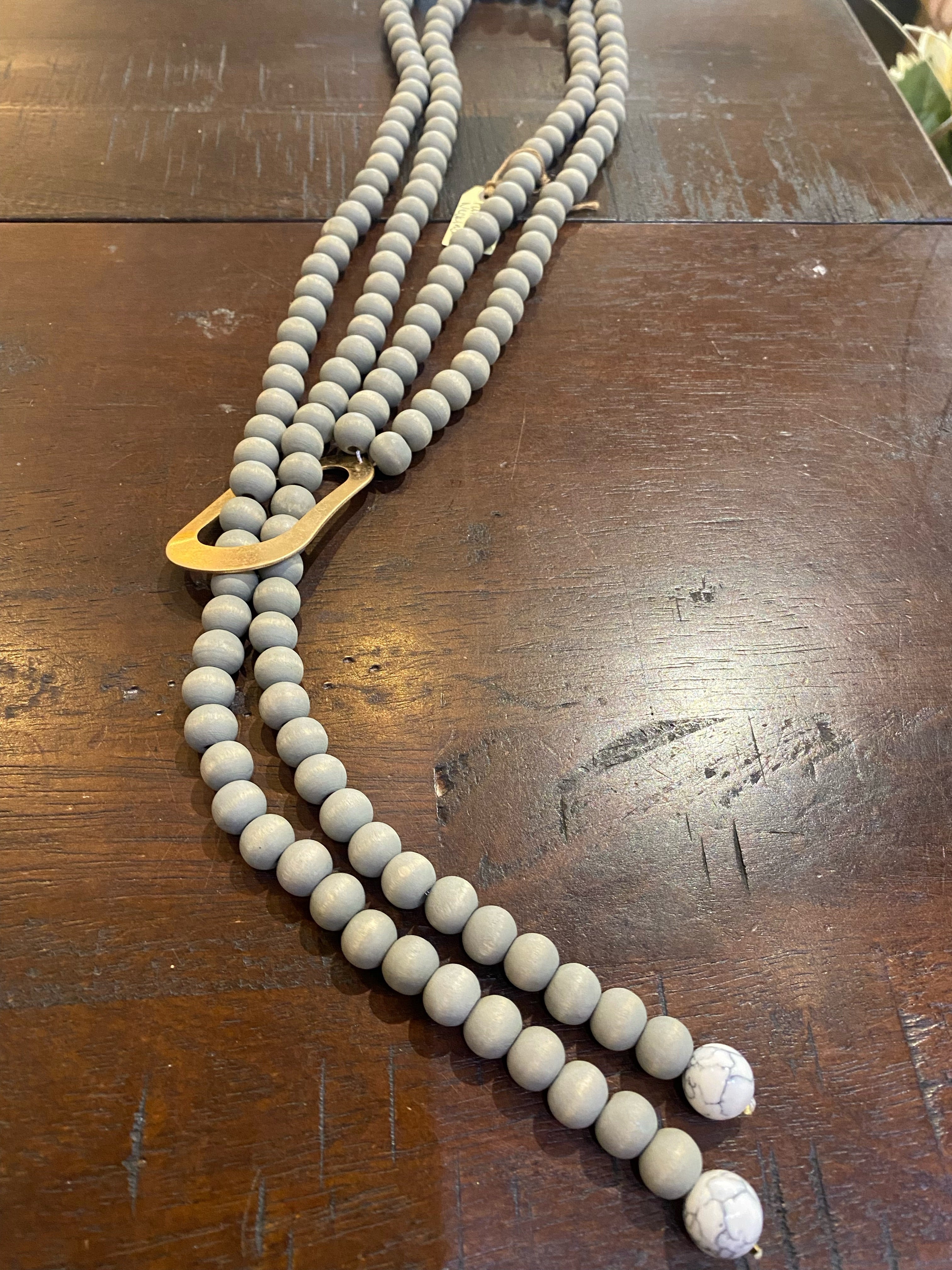Wood Bead Pull-Through Necklace
