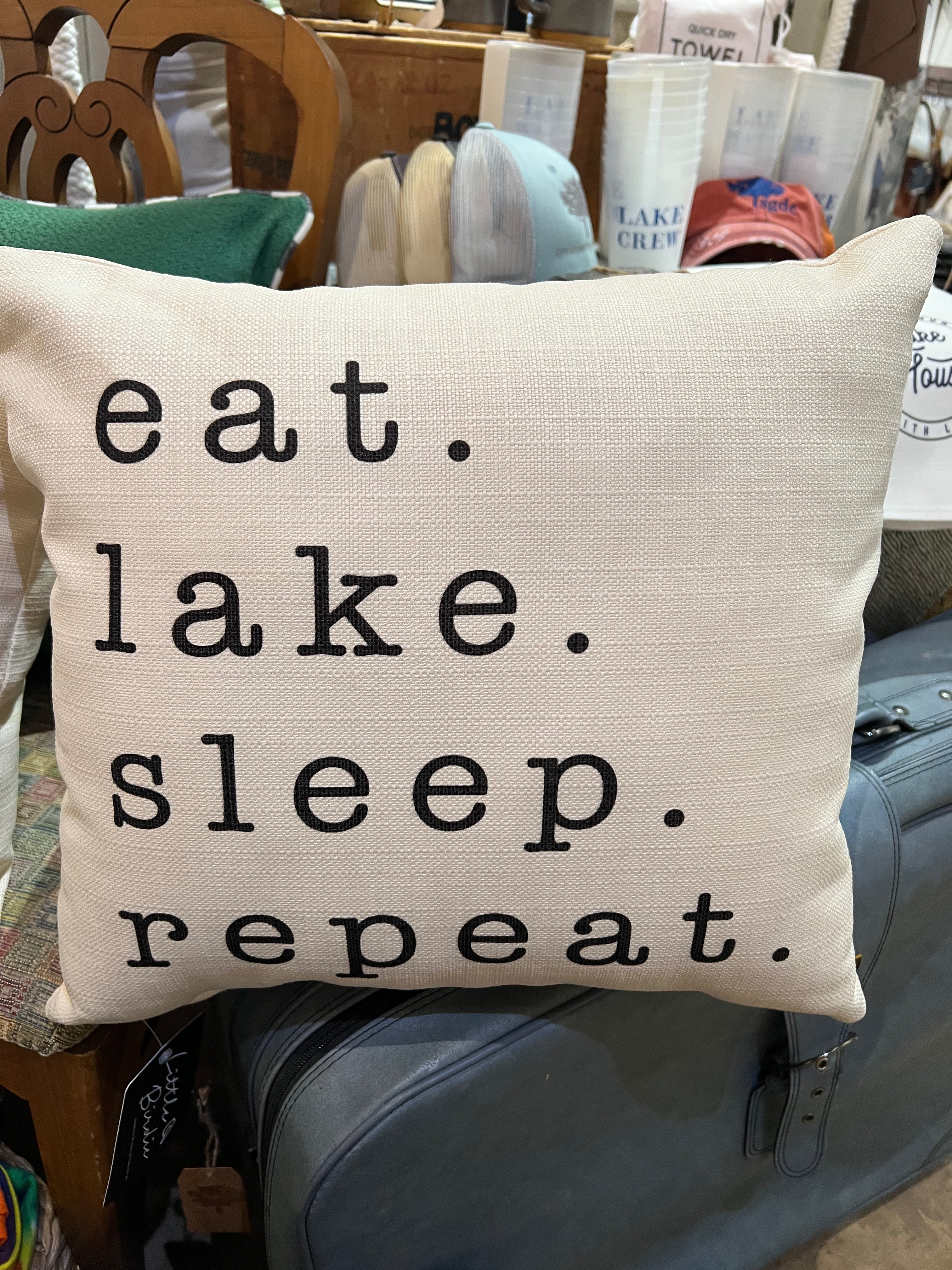 Eat Sleep Lake Repeat Pillow