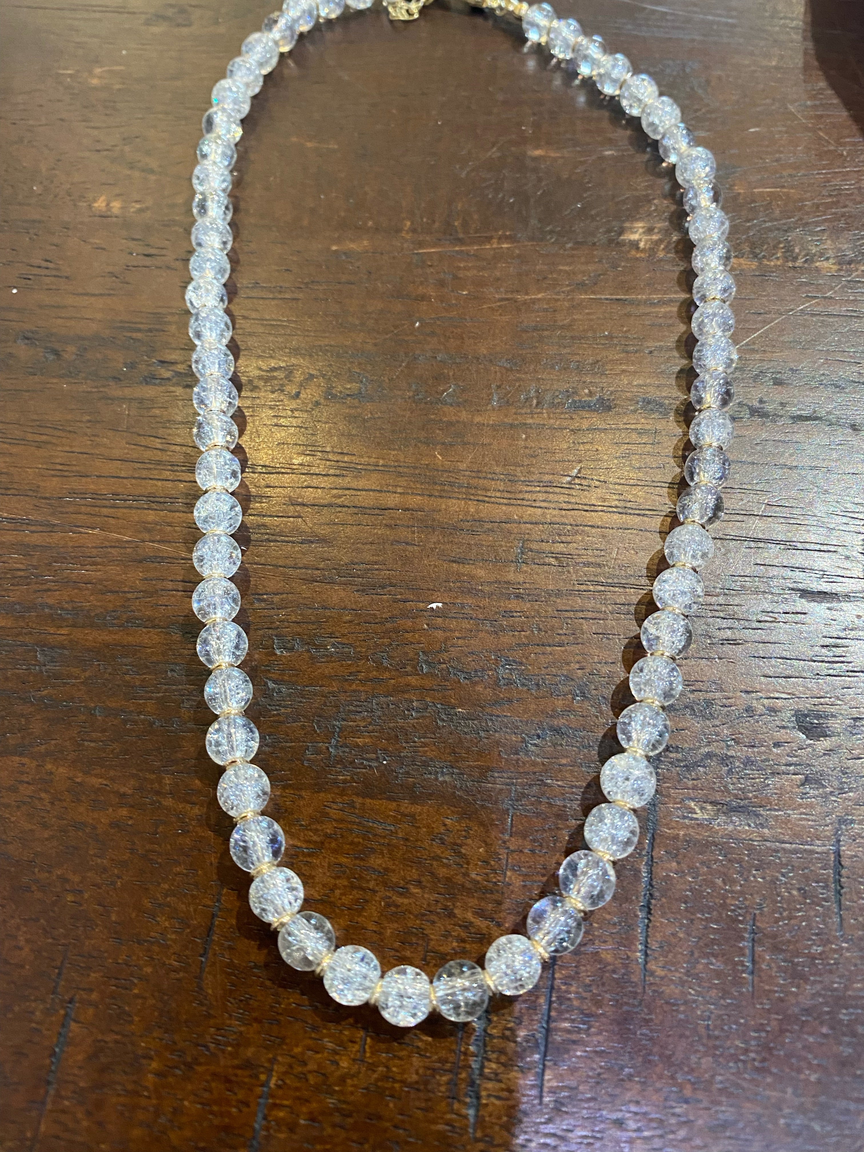 Glass Bead Necklace-Clear