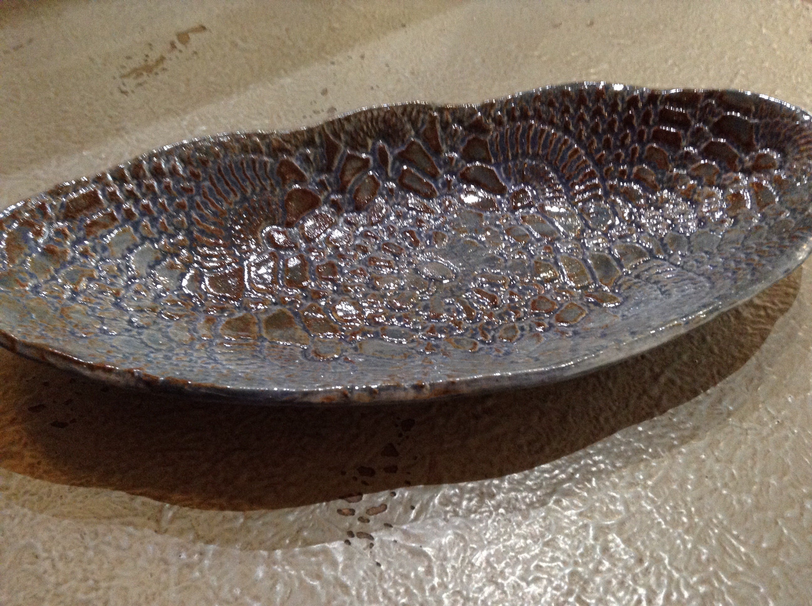 Blue oval bowl