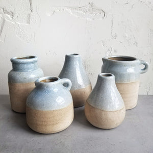 Set of 5 Ceramic Blue Jars