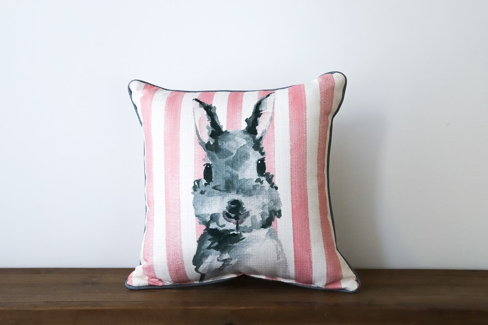 Pink Stripe Bunny Pillow